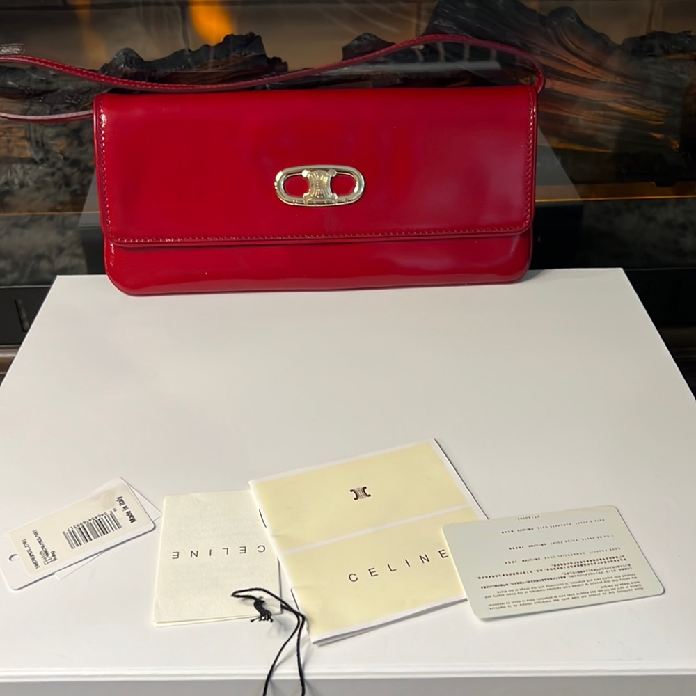 Celine Patent Shoulder Bag Clutch Convertible